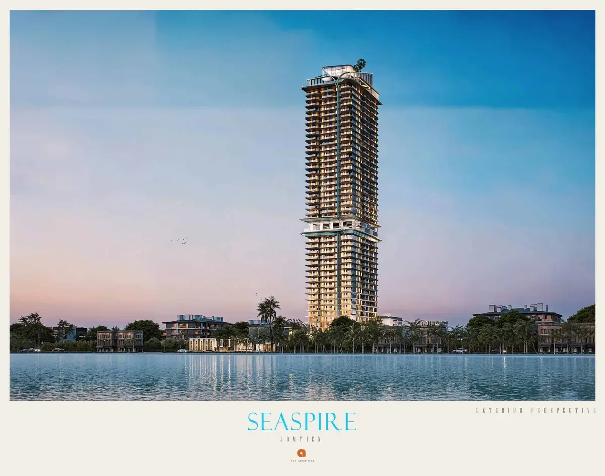 Show-Unit Besichtigung in Pattaya: modernes High-Rise-Condominium Seaspire Jomtien als Beispiel fuer Off-Plan-Neubau